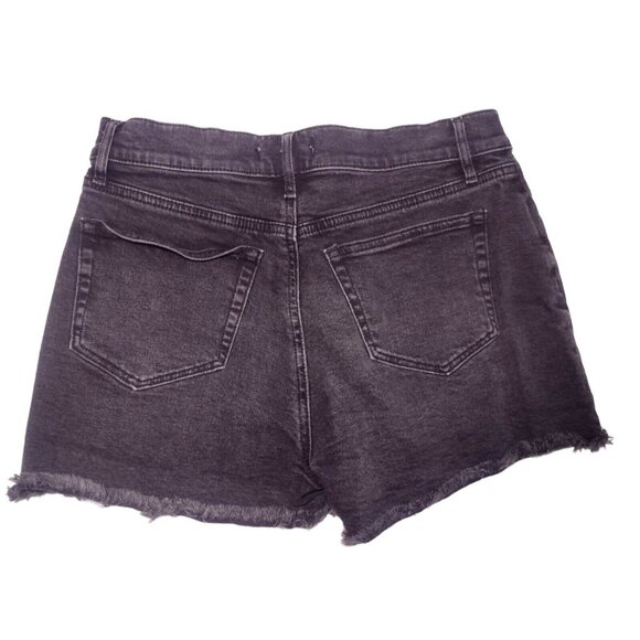 Made and Loved Loft High Waisted Denim Shorts Size 2/26 Black Frayed Hem Stretch - Picture 4 of 6